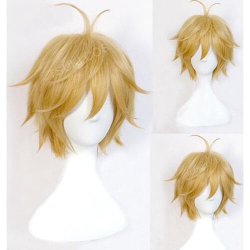 Dragons Sin of Wrath Meliodas Short Golden Blonde Cos Wig The Seven Deadly Sins Heat Resistant Hair Cosplay Wigs + Wig Cap