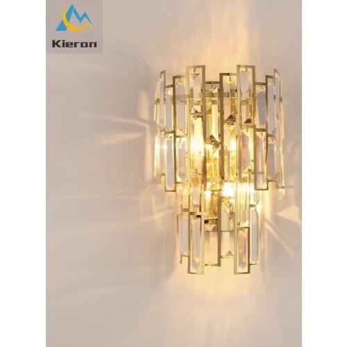 European Modern Minimalist Crystal LED Wall Lamp Bedroom Living Room Study Bedside Wall Light Room Decoration Iron Art Wall Lamp