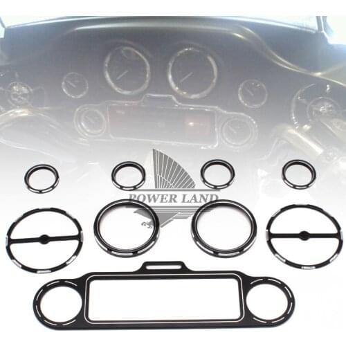 9pcs Motorcycle Aluminum Stereo Accent+Speedometer+Speaker Trim Ring Set For Harley Ultra Classic 1986-Up Free Shipping