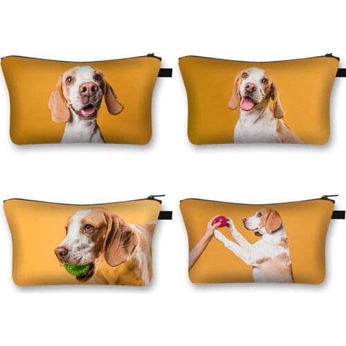 Yellow Dog Cosmetic Bag for Make Up Women Makeup Bag Kitten Puppy Cosmetic Case Girls Casual Organizer Travel Bags mini handbag