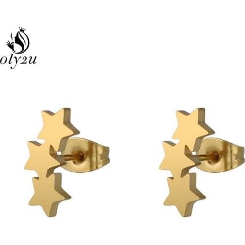 Oly2u Kpop Korean Fashion Star Earrings Small Earrings Stainless Steel Earrings For Girls Ear Studs Women Jewelry Elegant Gifts