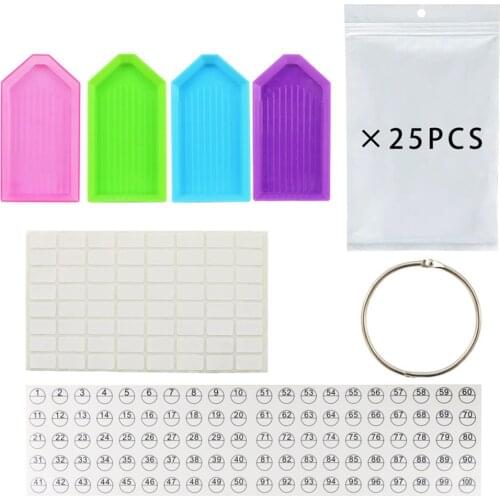 Diamond Painting Accessory Storage Bag Set Self-Seal Bags with Loose Leaf Binder Rings Diamond Tray Number Sticker Lable Sheets