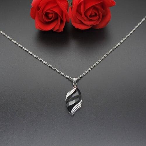 Pendant necklace women stainless steel crystal chain necklaces black purple jewelry on the neck necklace gifts woman accessories