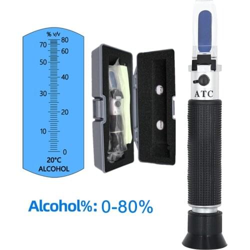 Alcohol Refractometer Handheld 0-80% ATC Spirits Tester Meter Alcoholometer Detector Monitor liquor Wine Content Tester
