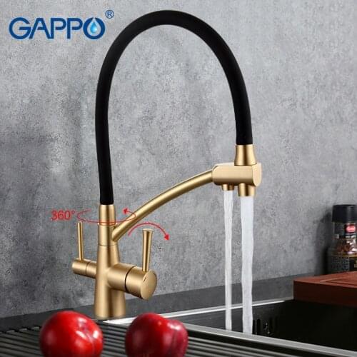 GAPPO 1set black mixer kitchen sink faucets with filtered water purifier taps Brass Mixer drinking water G4398/98-1 torneir
