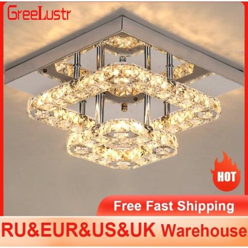 Modern Crystal LED Ceiling Lights Plafon Stainless steel Ceiling Lamp Lighting Fixture for Dining Room Luminaria Lustres