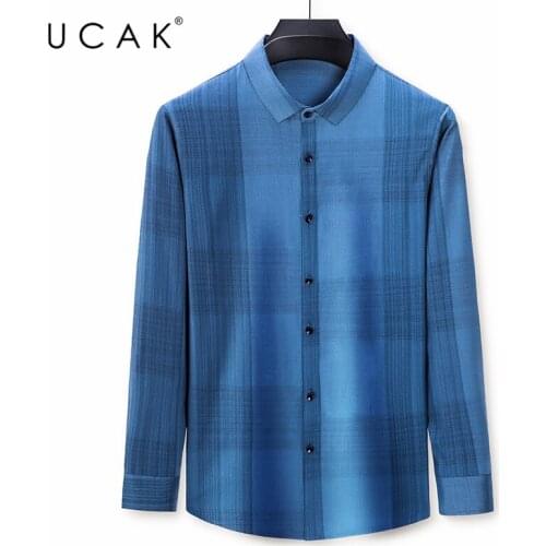 UCAK Brand Long Sleeve Striped Shirt Men Clothes Spring Autumn New Tops Turn-down Collar Streetwear Shirts Clothing Homme U6116