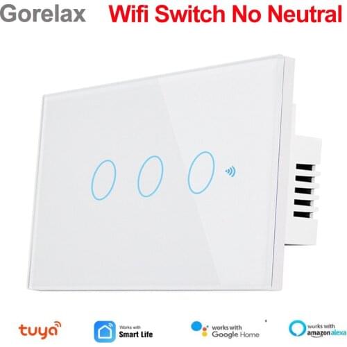Tuya Wifi Smart Switch No Neutral Wire Required Smart Home Intelligent Wireless Timer Wall Touch Switch Via Smart Life APP Alexa