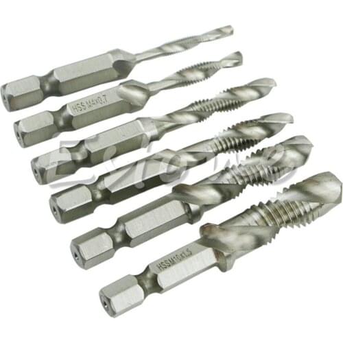 High Speed 6Pcs HSS Machine Screw Thread Metric Plug Hand Tools Tap Drill Bits M3-M10