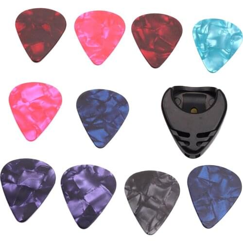 10 Pcs Guitar Picks Colorful Premium Celluloid Picks with Case for Acoustic Electric Guitars Bass or Ukulele