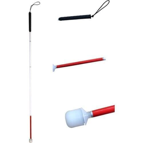 125cm White Head Angle 360 Rotating Wheel Blind Guide Cane Thickened Aluminum Alloy Folding Blind Guide Stick Guide Rod