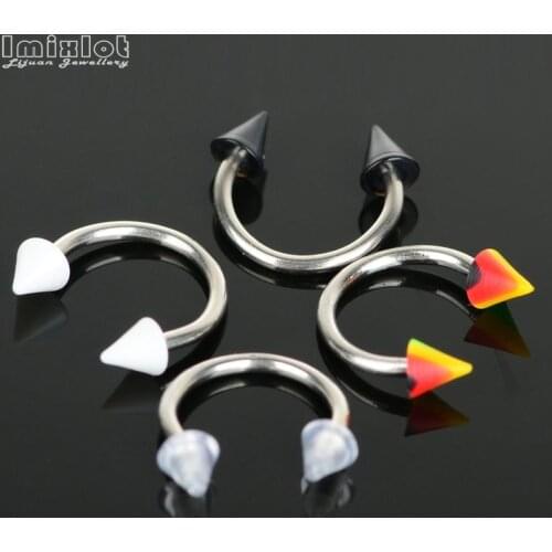20pcs Stainless Steel Horseshoe Spike Nose Septum Rings Eyebrow Tragus Ear Rings Body Piercing Nariz Jewelry Piercings