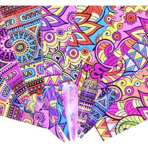 YZWLE 2020 10PCS Nail Foil Sticker Vintage elements Adhesive Wraps Transfer Paper Marble Shining Nail Art Decal Gel Slider