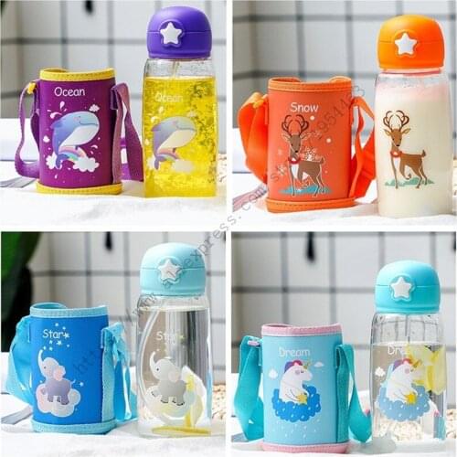 600ml suck Tube bottle Plastic PP Children Kids kettle making children loving drinking water