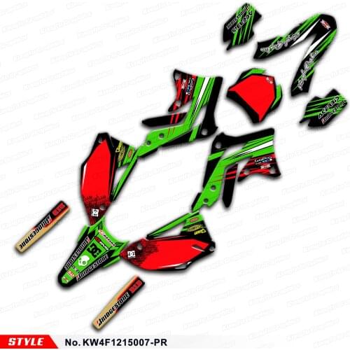 Aftermarket MX Graphic Kit Personalized Stickers for KX 450F KX450F 2012 2013 2014 2015, Style No. KW4F1215007-PR