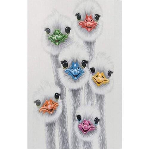 Diamond Painting Simple Ostrich Round Drill Animal Mosaic Embroidery Cross Stitch Home Decor Picture