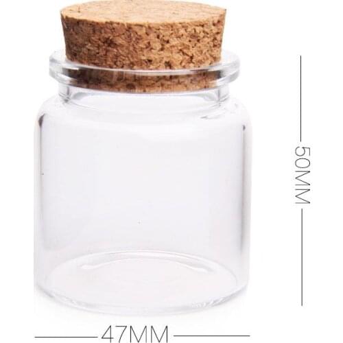 50ml Recycled Glass Cork Lid Storage Jar, Small Glass Bottle Vial Pendant With Cork SN672