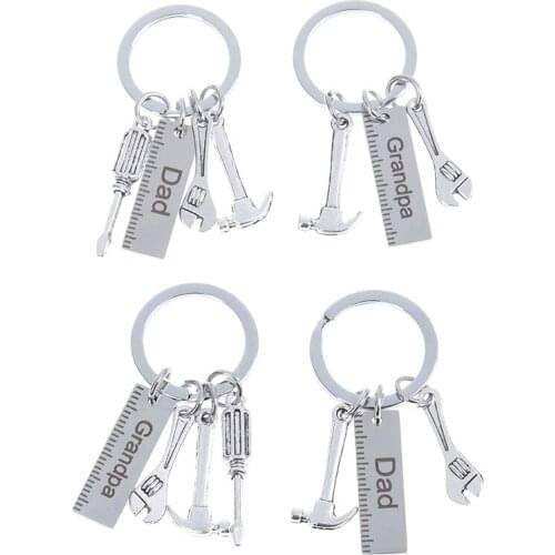 Charm Dad Keychain Grandpa Key Chain Happy Birthday Family Key Ring Heart Crystal Keyring Jewelry Gifts