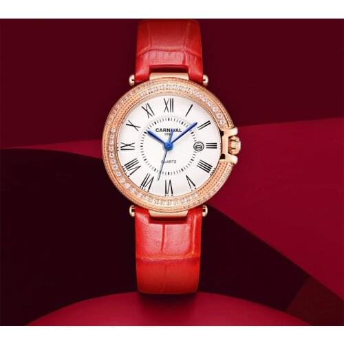 CARNIVAL Brand Women Watch Ladies Fashion Luxury Waterproof Casual Rose Gold Dress Quartz Wristwatch Clock Reloj Mujer 2020 Saat