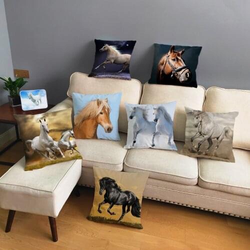 26 Style Horse Print Pillowcase Super Soft Short Plush Cushion Cover 45*45cm Square Throw Pillows Covers Home Decor Pillow Case