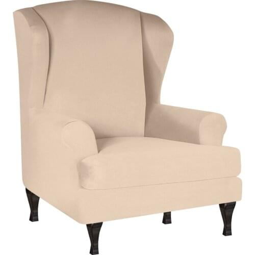 Wing Back Slipcover Stretch Wingback Armchair Chair Milk Fiber Polyester Elastic Spandex Cover Waterproof Protector Wing Chair