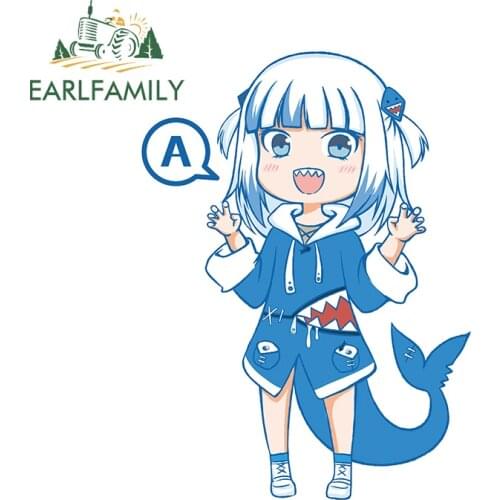 EARLFAMILY 13cm x 9.6cm for Hololive En Car Stickers and Decals JDM Accessories Graffiti Sticker Anime Waterproof Vehicle Decal