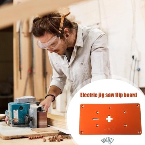 Electric Jig Saw Flip Board Router Table Insert Plate with Mounting Screws for Jig Saw Woodworking Work Benches