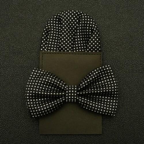 2019 Dot Neck Tie Set Bow Ties for Men Paper Handkerchief 2019 Bowtie Pretied Pocket square Wedding Mariage Party Gift