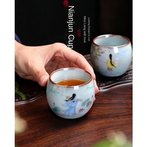 Customized Kung Fu Tea Cup Personal High-end Ladies Ceramic Master Cup Single Cup Tea Set A pair of exquisite high-end cups