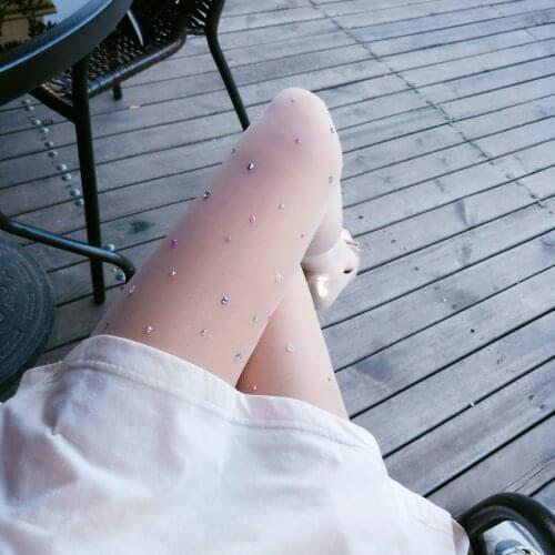 White Rhinestone Tights Sexy Women Bling Bling Tights rivet Spring Solid Shiny Pantyhose Spark Tights Black Panty