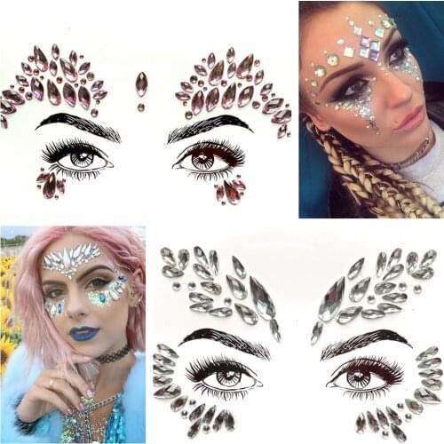 Beautiful DIY Crystal Eye Sticker Womens Fashion Face Jewelry Decor Body Art Flash Gem Eye Sticker Ornament Bohemia Makeup Tool