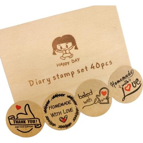 100pcs/lot kraft paper round THANK YOU LOVE DIY handmade business baking dessert packaging decoration sticker sealing sticker