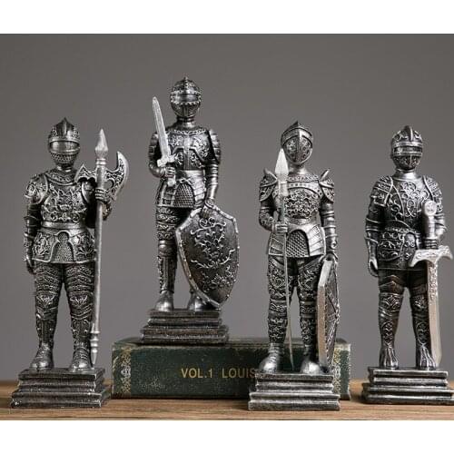[HHT] American Retro Roman Soldier Model Statue Ornaments Living Room Wine Cabinet Decoration Resin Crafts Window Display