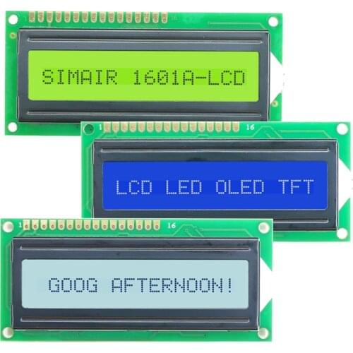 5V 3.3V Blue Yellow 16 PINS 16*1 1601 Dot Matrix Screen Module Character LCD Display 16x1 With LED White Backlight