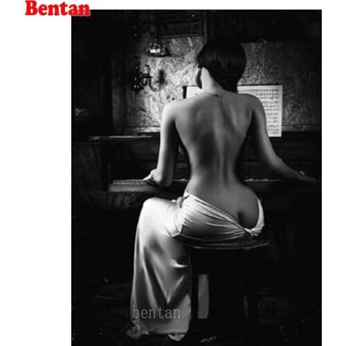 Sexy Woman 5D Diamond Painting DIY Full Drill Square Piano Music Picture Mosaic Embroidery Kits Cross Stitch Handmade Home Decor