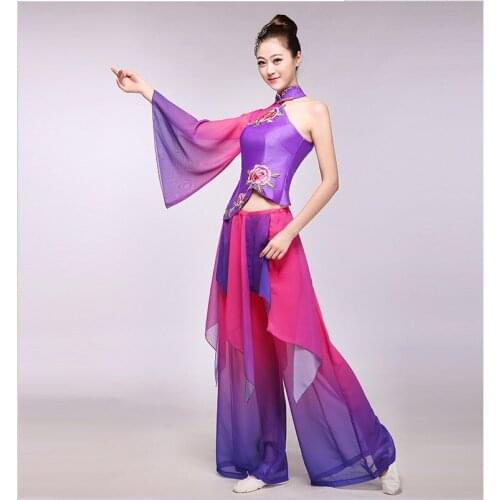 2020 New Ailian classical dance clothes folk dance performance clothing modern fan clothes