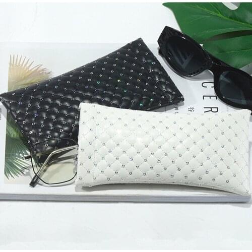 2021 New Portable Glasses Case PU Leather Foldable Glasses Box Women Oversize Sunglasses Bag Elastic Beam Mouth Glasses Bag