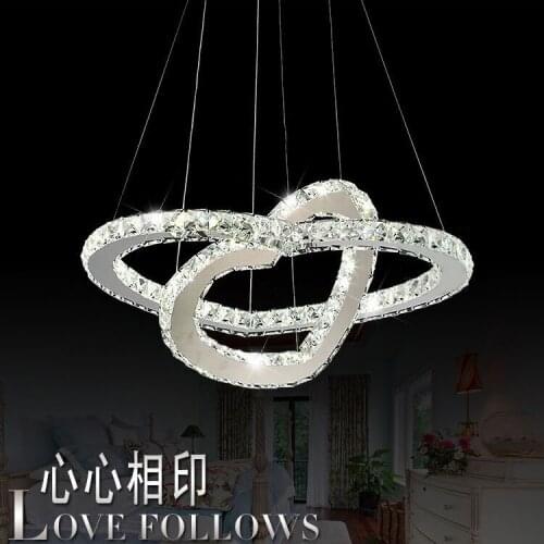 Pendant Light Love lamp Transparent Amber K9 Crystal 2Heart pendant Lamps Lights 110-240v