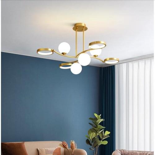 Simple magic bean glass chandelier light luxury copper lamp durable fashion Joker for bedroom/dining room/living room/hall/lobby