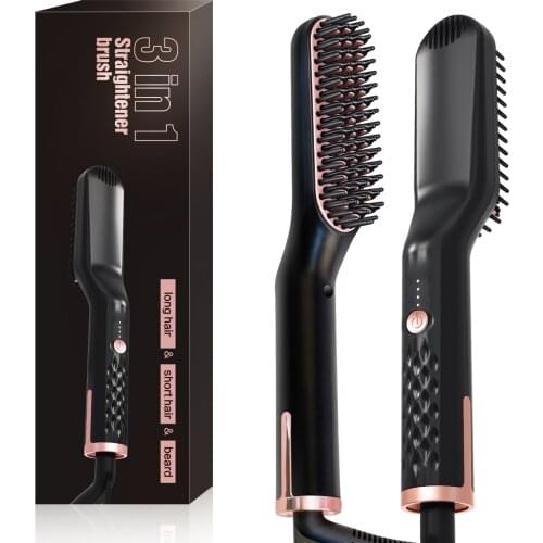 PTC Heating Hair Straightener Brush Comb Personal Care Smooth Mens Styling Shape Anti Static Fluffy Straight Beard Comb