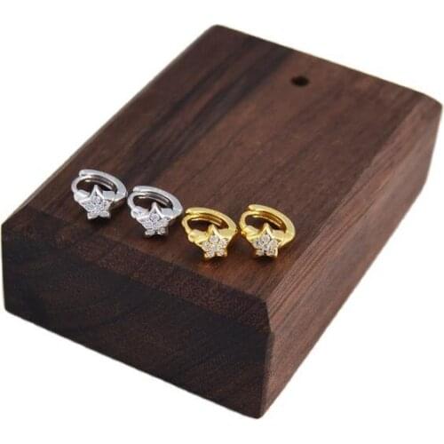 925 Sterling Silver Earring Fashion Small Star Flower Ear Ring Zircon Punk Cross Earring Personality Woman Boy Girl Ear Jewelry