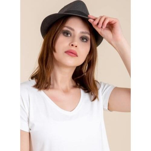 Unisex Straw Fedora Hat Black