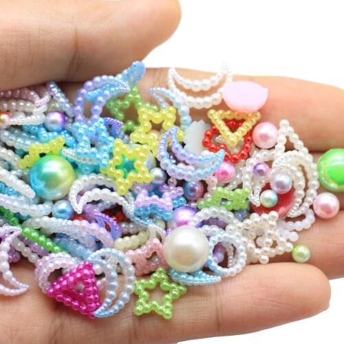 Pretty Pearl Round Rhinestones Jelly Color Flat Back Tiny Glitter Diamonds Colorful for Supplies
