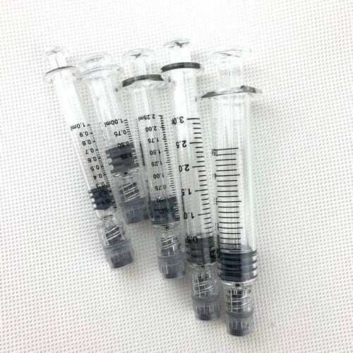 Glass Syringe Luer Lock Syringe - Borosilicate Glass Prefillable Syringe - 1ml , 2.5ml, 3.5ml, 5ml optional Capacity