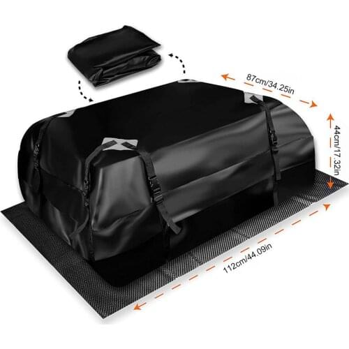 Oxford Cloth Double-coat Rooftop Cargo Luggage Carrier Waterproof Car Roof Storage Bag Black Storage For Travel SUV Van For Cars