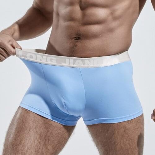 Brand Mens Boxer Underwear Mens Summer Ultra-thin Ice Silk Dry Panties Solid Men Boxershorts Sexy Gay Penis Pouch Underpants