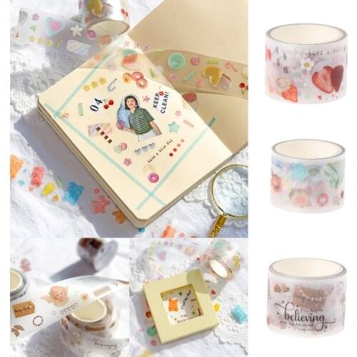 Vintage DIY Old Object Bullet Journal Handmade Decorative Washi Tape Transparent Label Stickers Adhesive Tape Decor Planner