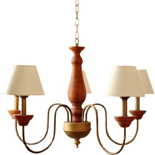 Vintage Solid Wood Chandelier Lighting Retro Art lights Nordic Rural Chandeliers Ceiling Japanese Forest House led lamp