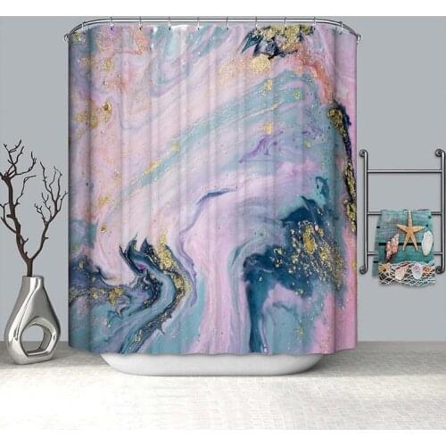 Waterproof Shower Curtains Fabric Polyester Marble Stripes bathroom curtain