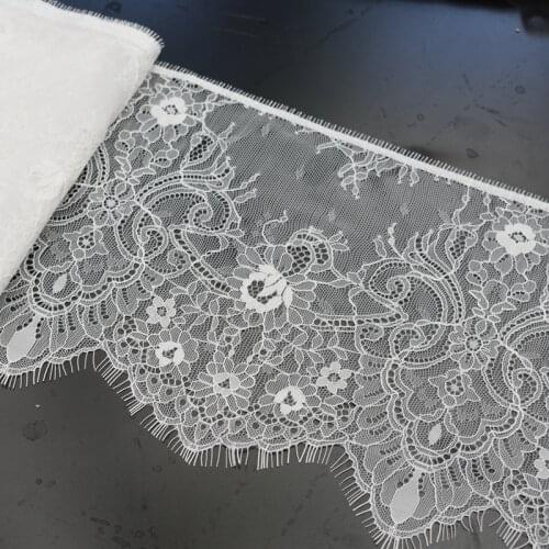 Black and white nylon eyelashes lace accessories clothing decoration materials wide diy lace fabric